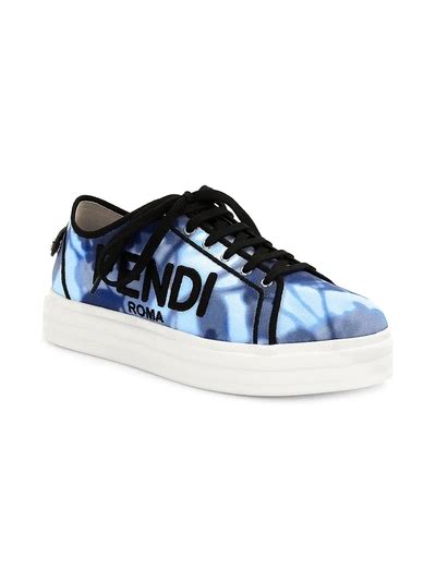 fendi embroidered tie-dye canvas platform sneakers|Fendi ladies sneakers.